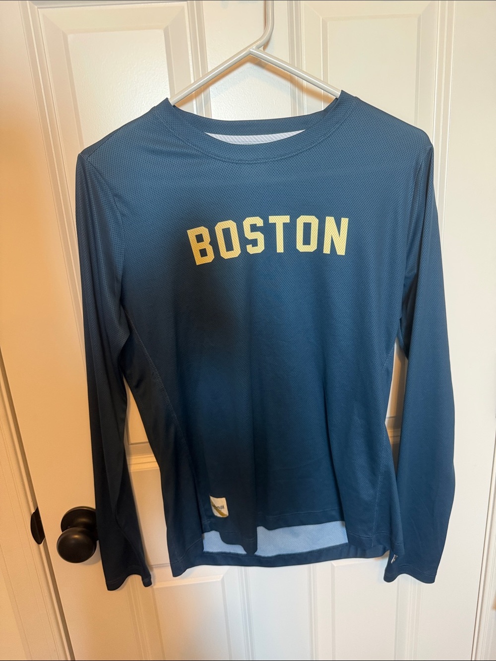 Boston Long Sleeve Athletic Tee - Teal with Pale Yellow Logo